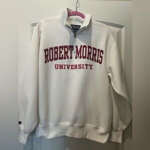 JanSport White Uni-sex Quarter-Zip Sweatshirt Robert Morris University Logo- Med